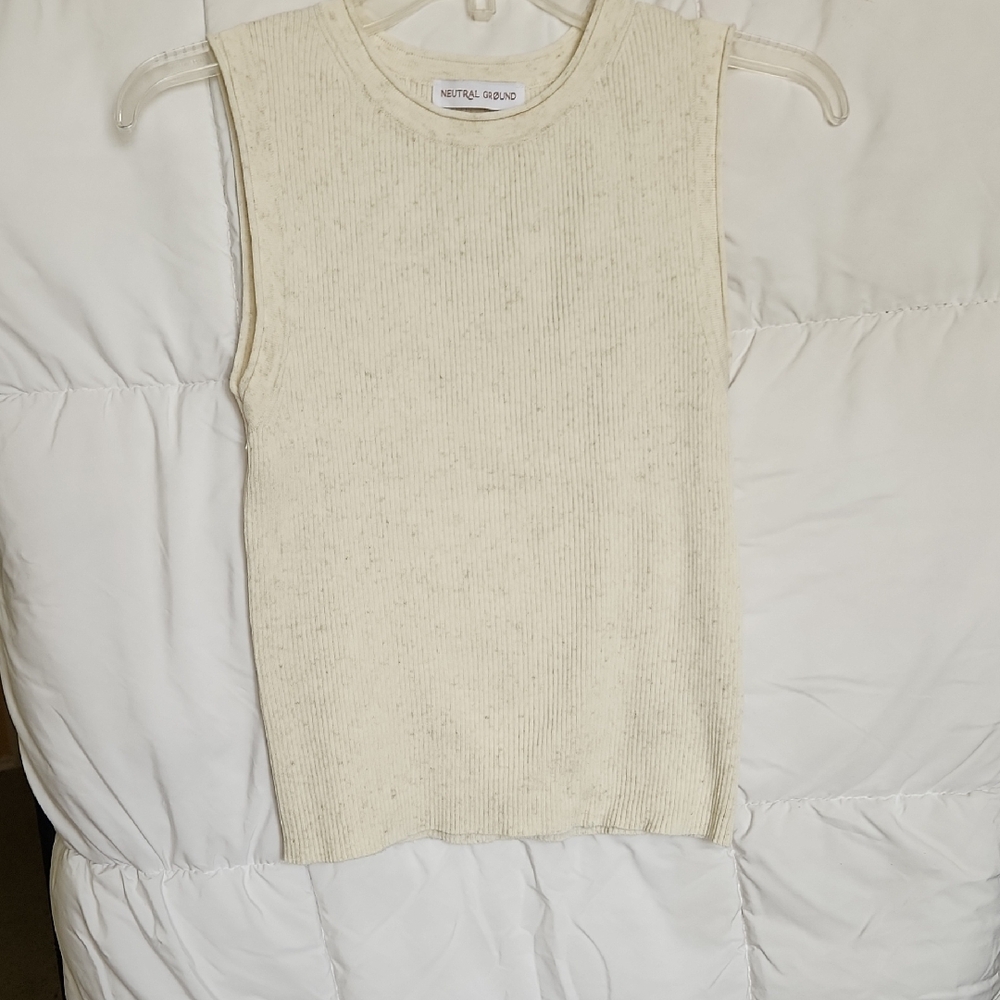 Neutral Ribbed Sleeveless Top